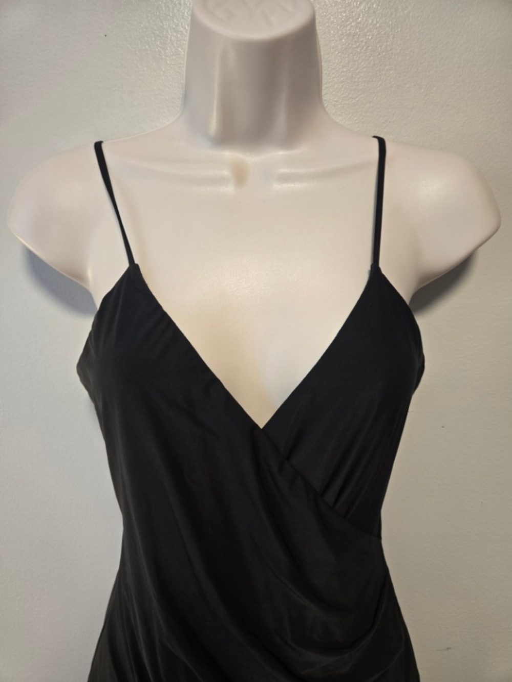 Lumiere Small Black Wrap-Front Spaghetti Strap Mini Dress - Picture 4 of 5